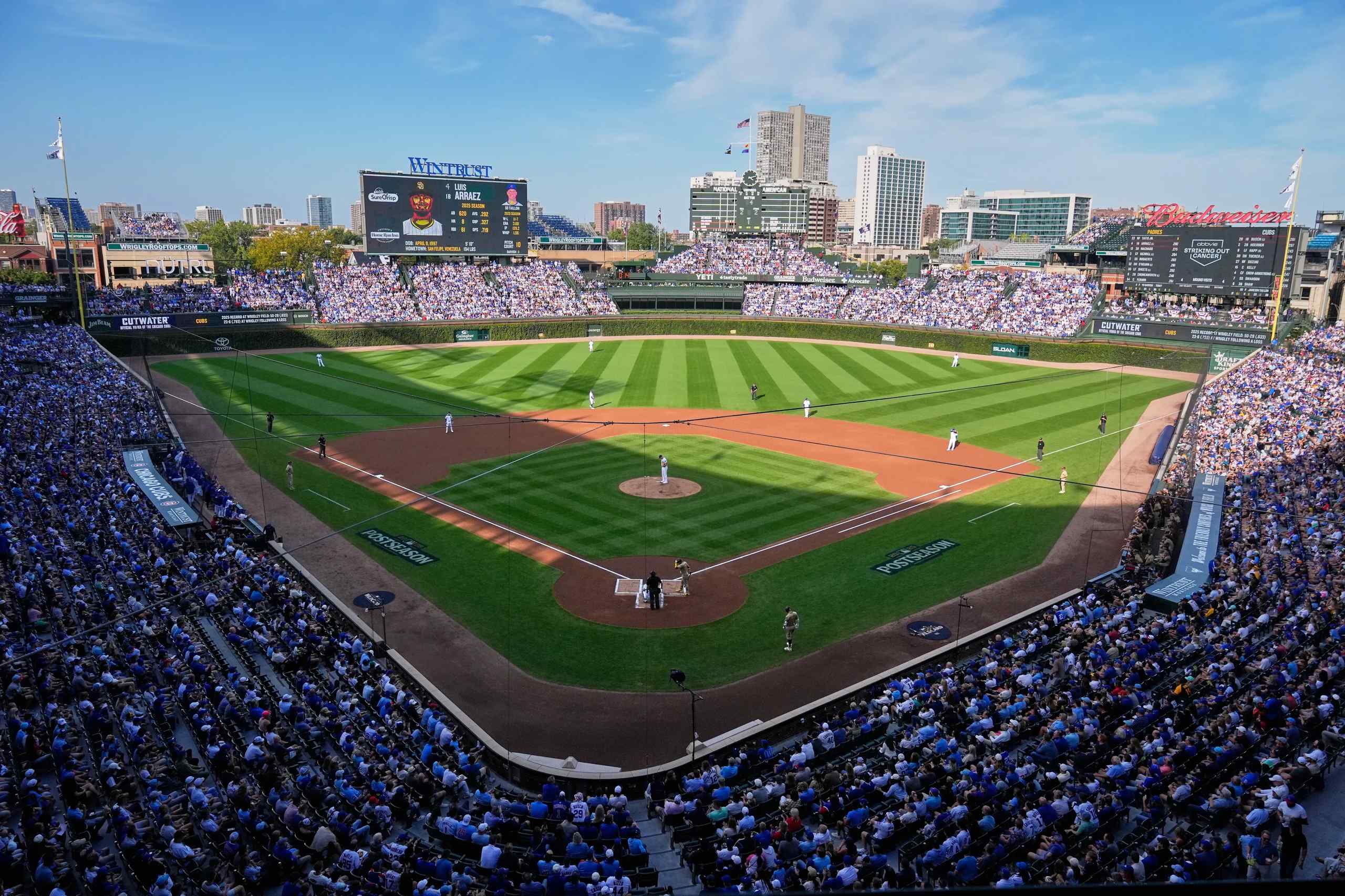 The field at Wrigley Field during play.